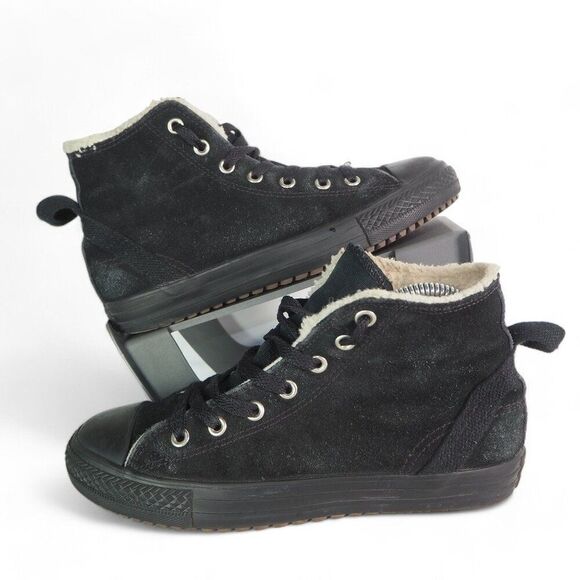 Converse Chuck Taylor Hollis High 'Black Suede' Sneakers 632568C Youth 4 - Picture 1 of 12